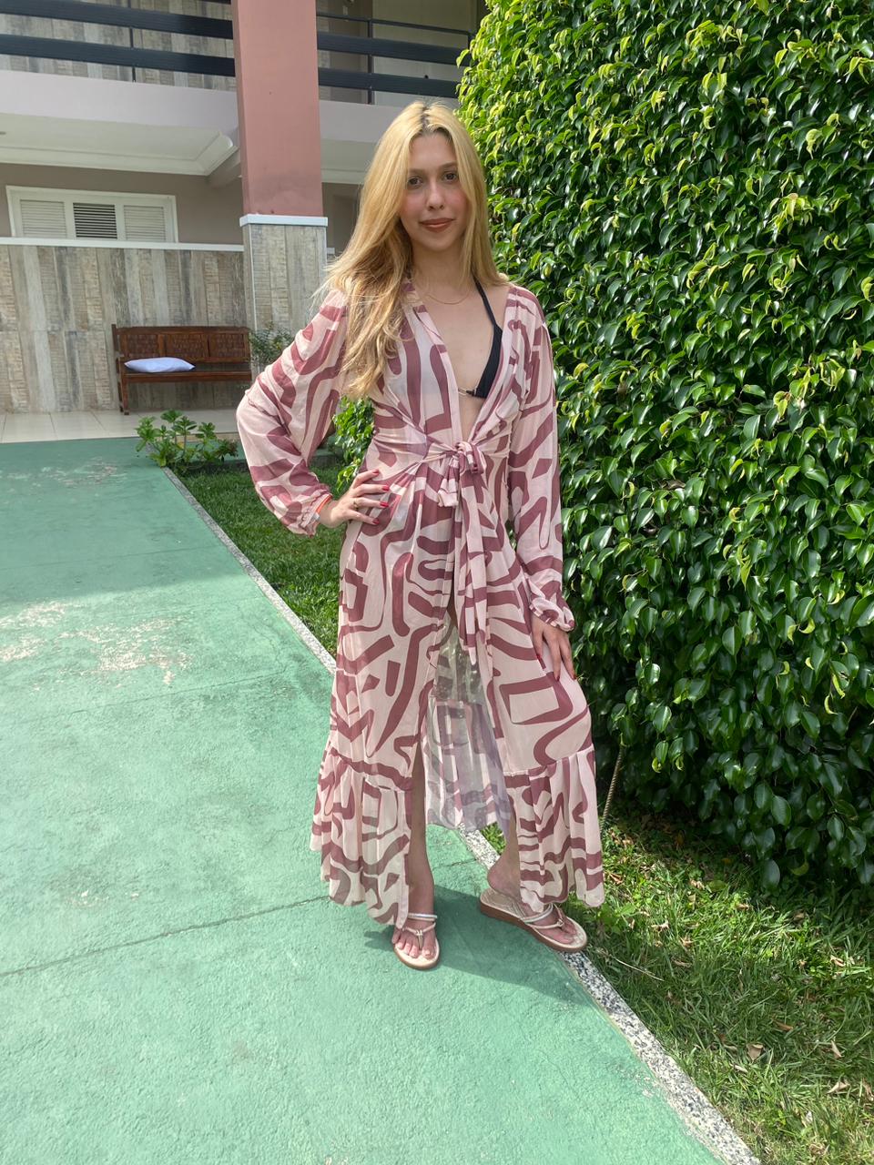 Vestido Longo de Tuly estampas (PEÇA ÚNICA)