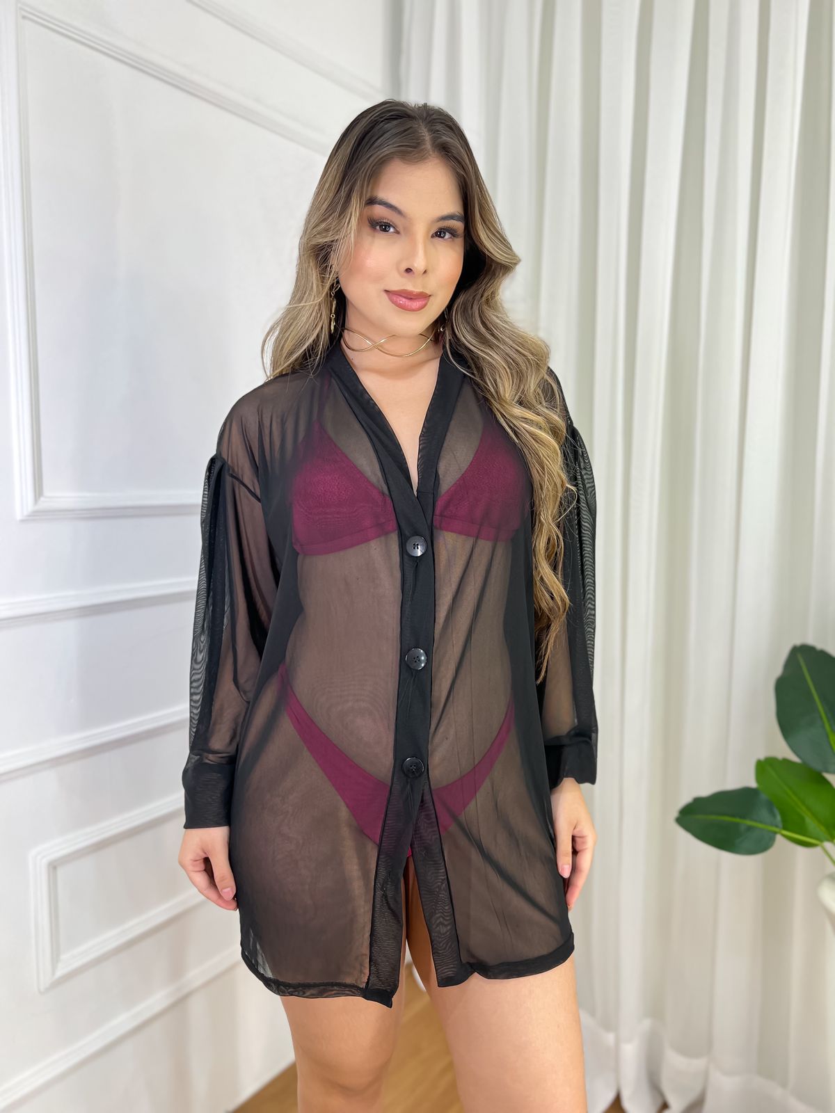 Chamise de tuly lisa