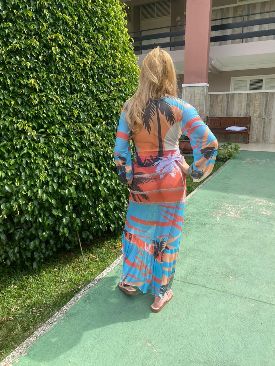 Vestido Longo de Tuly estampas (PEÇA ÚNICA)