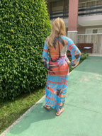 Vestido Longo de Tuly estampas (PEÇA ÚNICA)